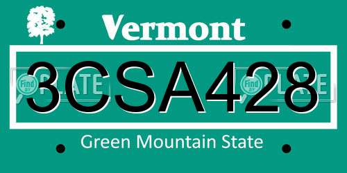 3CSA428 Vermont License Plate