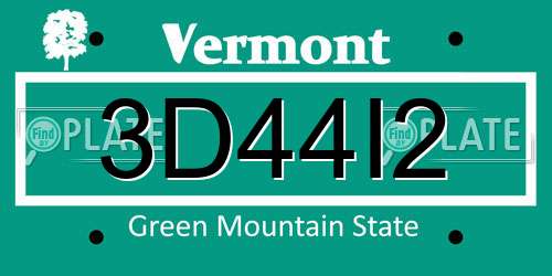 3D44I2 Vermont License Plate