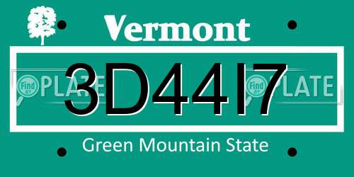 3D44I7 Vermont License Plate