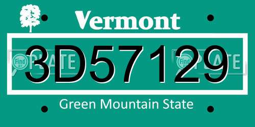 3D57129 Vermont License Plate