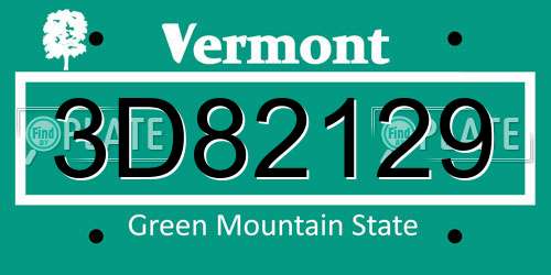 3D82129 Vermont License Plate