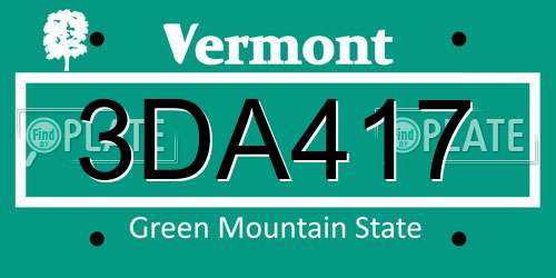 3DA417 Vermont License Plate
