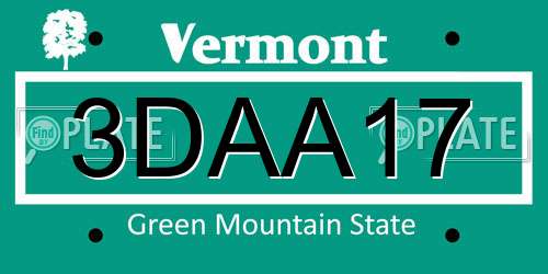 3DAA17 Vermont License Plate