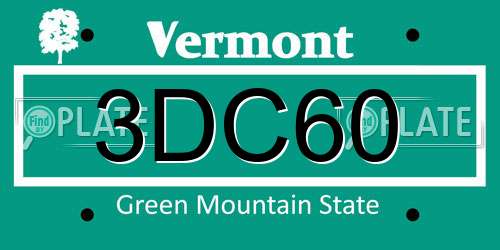 3DC60 Vermont License Plate