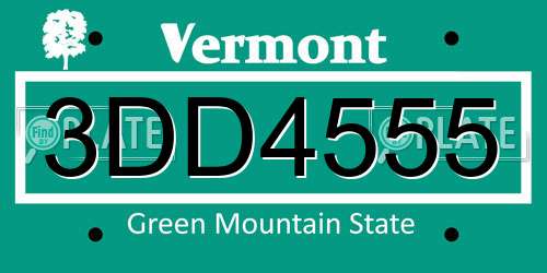 3DD4555 Vermont License Plate