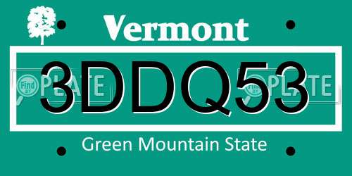 3DDQ53 Vermont License Plate