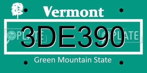 3DE390 Vermont License Plate