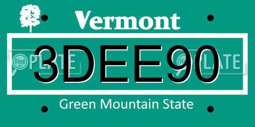 3DEE90 Vermont License Plate