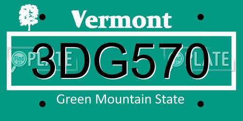 3DG570 Vermont License Plate