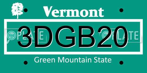 3DGB20 Vermont License Plate