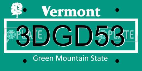 3DGD53 Vermont License Plate