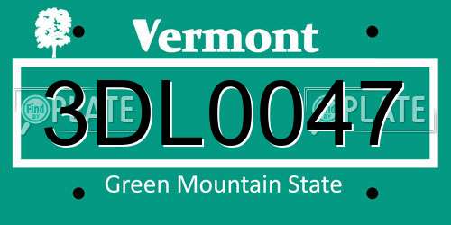 3DL0047 Vermont License Plate
