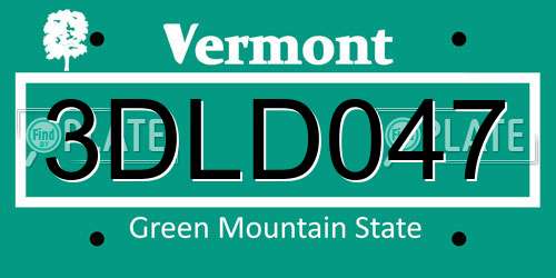 3DLD047 Vermont License Plate