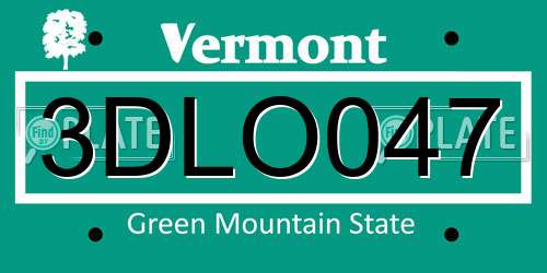 3DLO047 Vermont License Plate