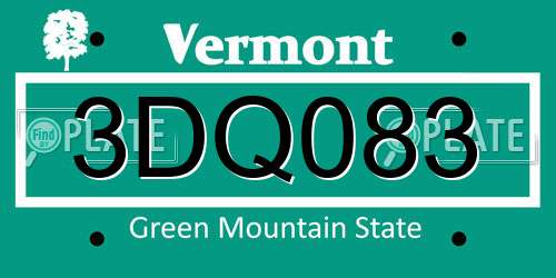 3DQ083 Vermont License Plate