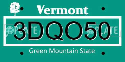 3DQO50 Vermont License Plate