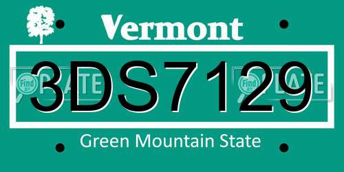 3DS7129 Vermont License Plate