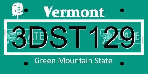 3DST129 Vermont License Plate