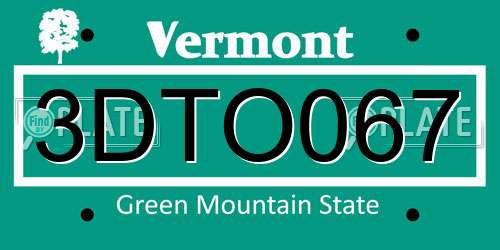 3DTO067 Vermont License Plate