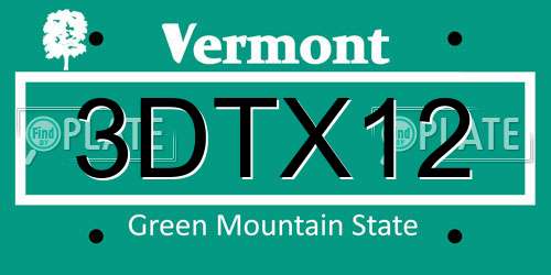 3DTX12 Vermont License Plate
