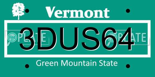 3DUS64 Vermont License Plate