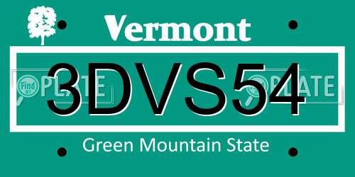 3DVS54 Vermont License Plate