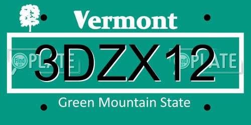 3DZX12 Vermont License Plate