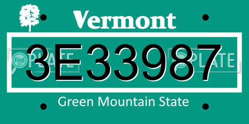 3E33987 Vermont License Plate