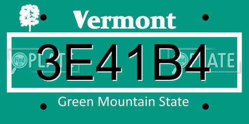 3E41B4 Vermont License Plate