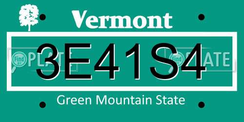 3E41S4 Vermont License Plate