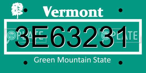 3E63231 Vermont License Plate