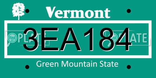 3EA184 Vermont License Plate
