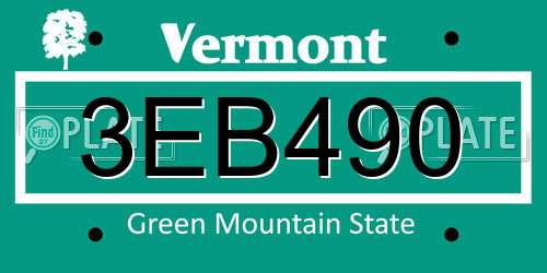 3EB490 Vermont License Plate