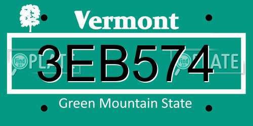 3EB574 Vermont License Plate