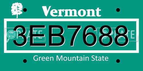 3EB7688 Vermont License Plate