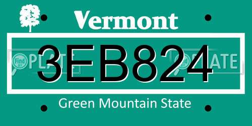 3EB824 Vermont License Plate
