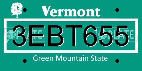 3EBT655 Vermont License Plate