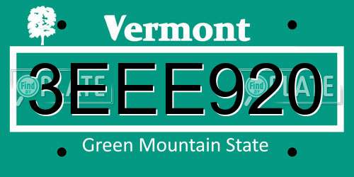 3EEE920 Vermont License Plate