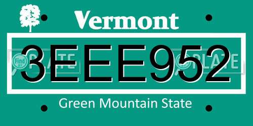 3EEE952 Vermont License Plate