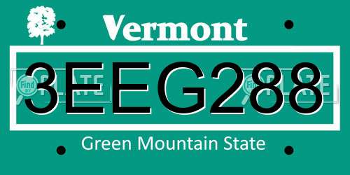 3EEG288 Vermont License Plate