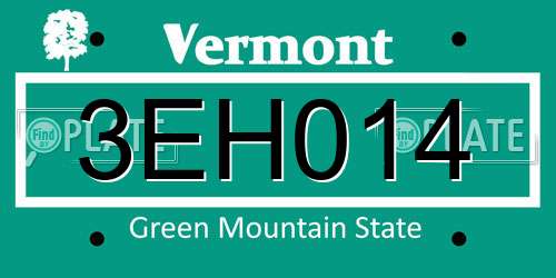 3EH014 Vermont License Plate