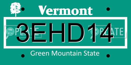 3EHD14 Vermont License Plate