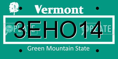 3EHO14 Vermont License Plate