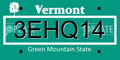 3EHQ14 Vermont License Plate