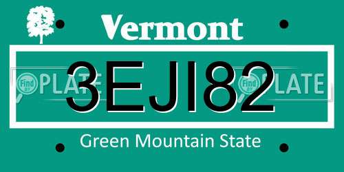 3EJI82 Vermont License Plate