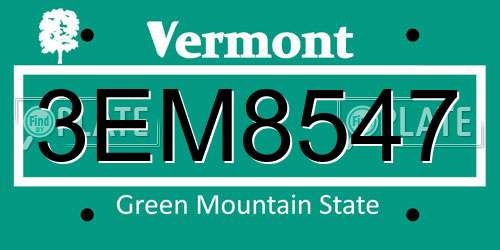 3EM8547 Vermont License Plate