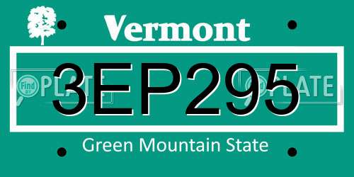3EP295 Vermont License Plate