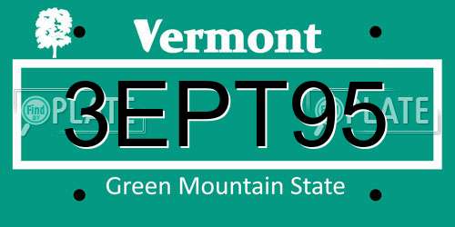 3EPT95 Vermont License Plate