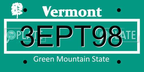 3EPT98 Vermont License Plate