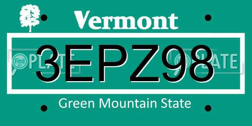 3EPZ98 Vermont License Plate